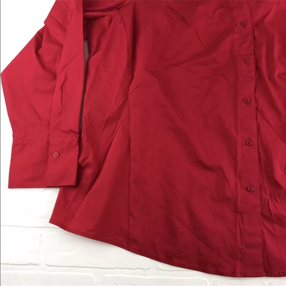 Lane Bryant Sz 26 Red Button Down Stretch Blouse - Picture 3 of 7